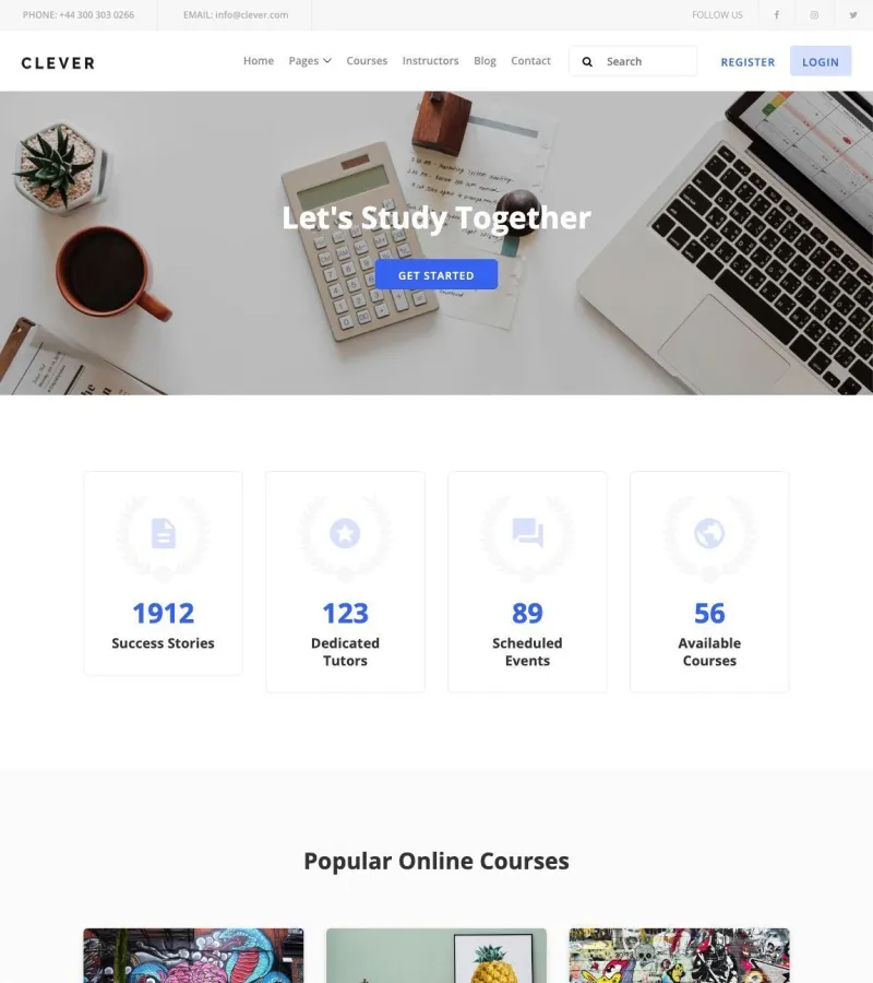 Clever website template desktop screenshot