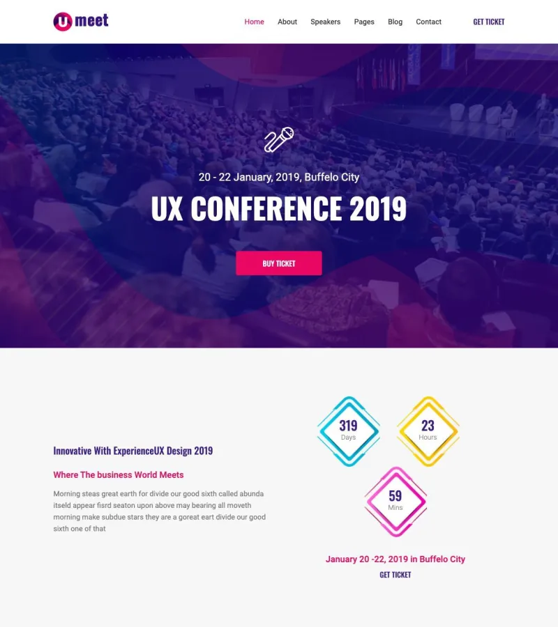 umeet website template desktop screenshot