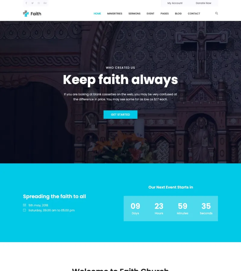 faith website template desktop screenshot