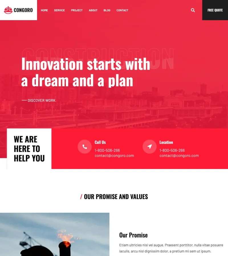 congoro website template desktop screenshot