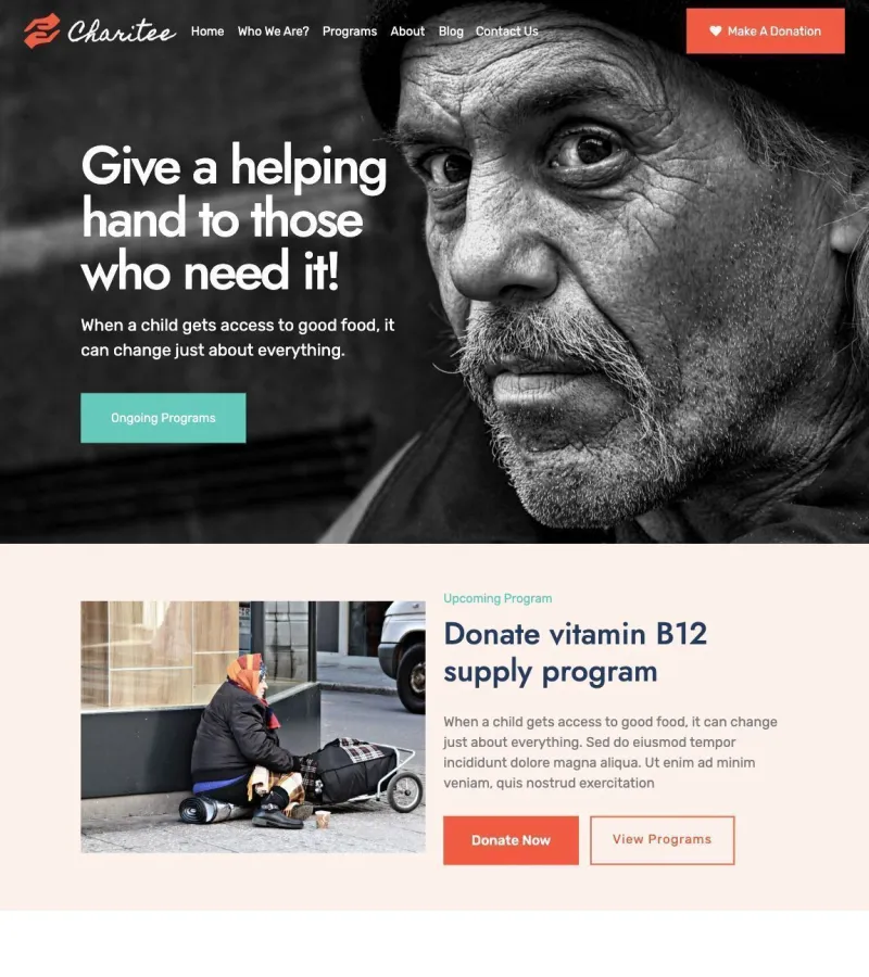 Charitee Event Planner template