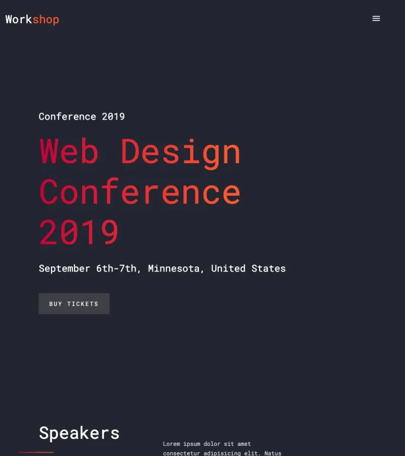 Workshop website template desktop screenshot
