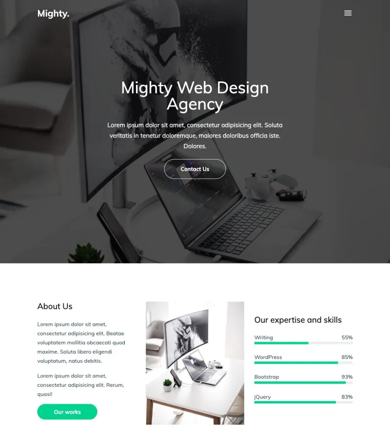 mighty website template desktop screenshot