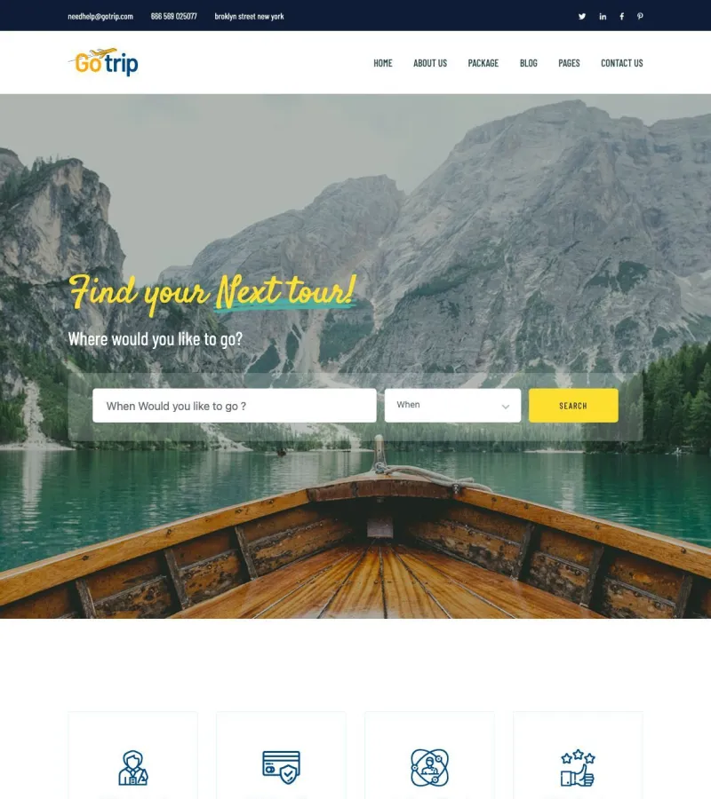 GoTrip website template desktop screenshot