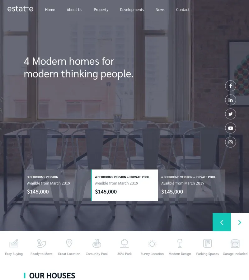 estate website template desktop screenshot
