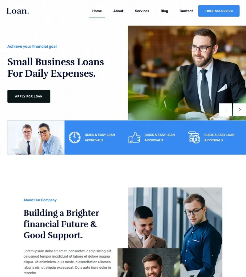 loan website template desktop screenshot