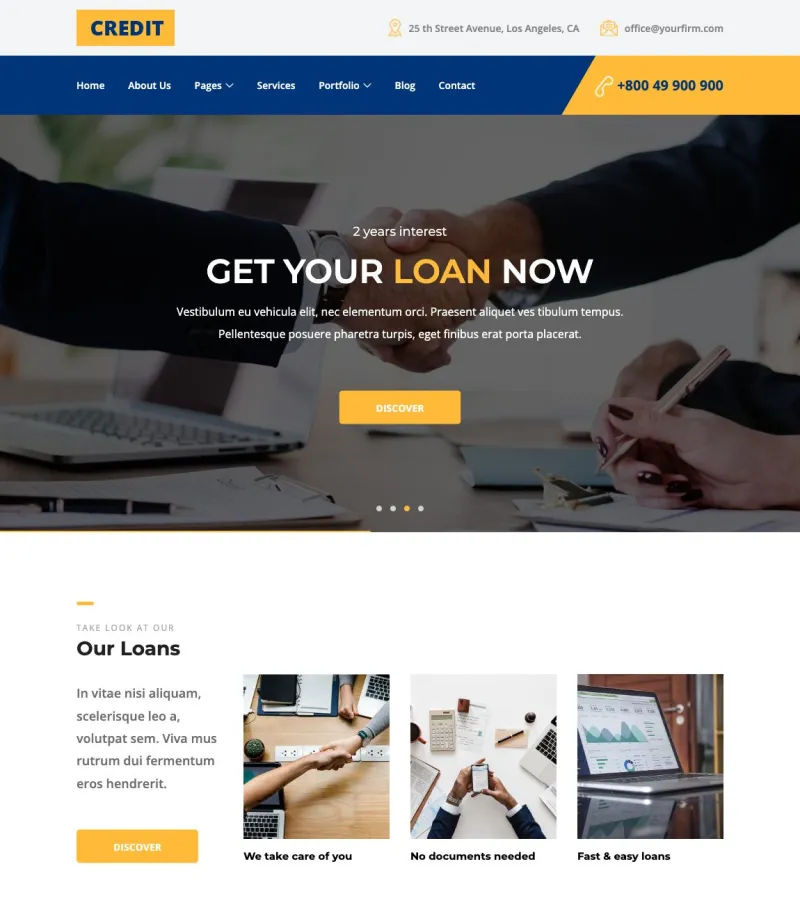 credit website template desktop screenshot