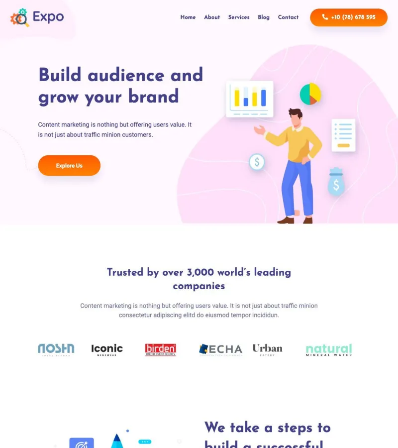 Expo website template desktop screenshot