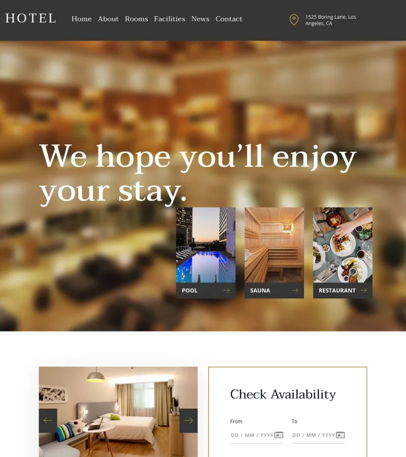 hotel website template desktop screenshot