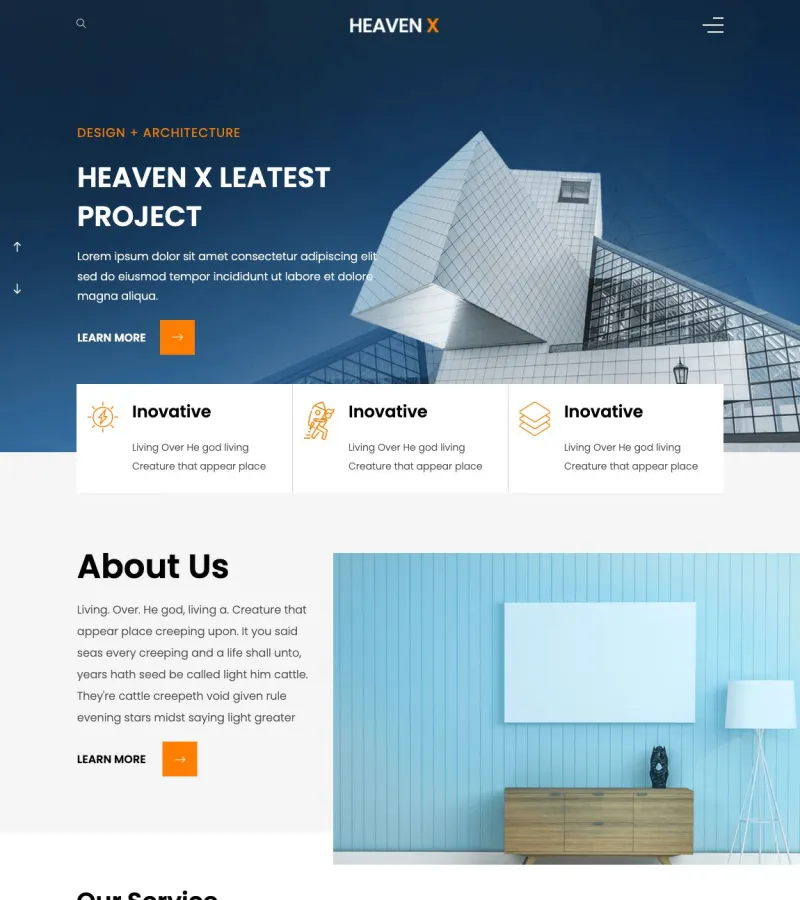 heaven website template desktop screenshot