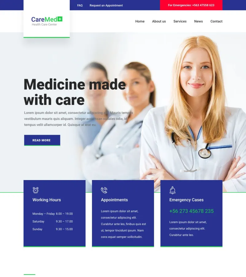 caremed website template desktop screenshot