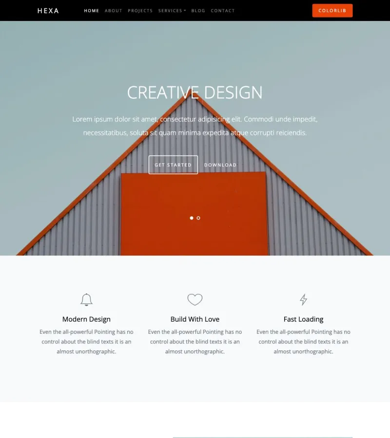 hexa website template desktop screenshot