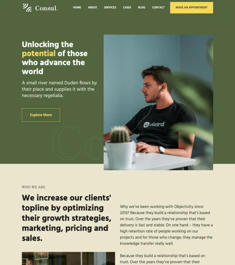 Consul website template desktop screenshot