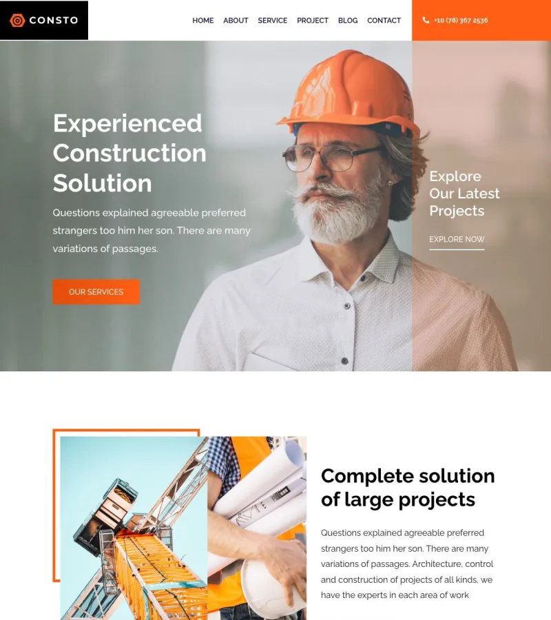 Consto website template desktop screenshot