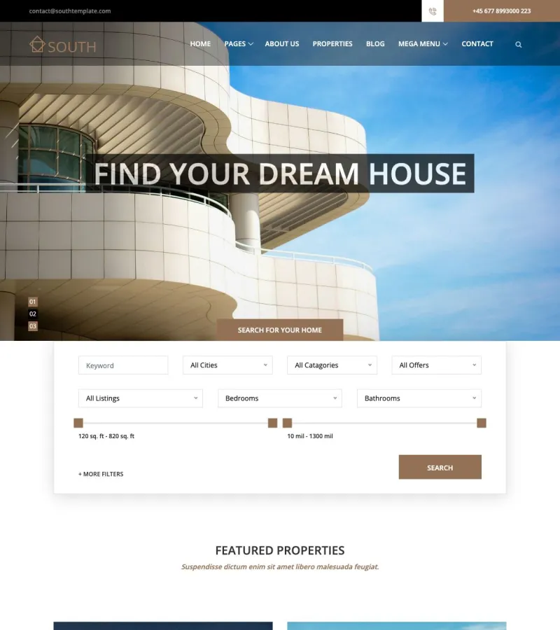 south website template desktop screenshot