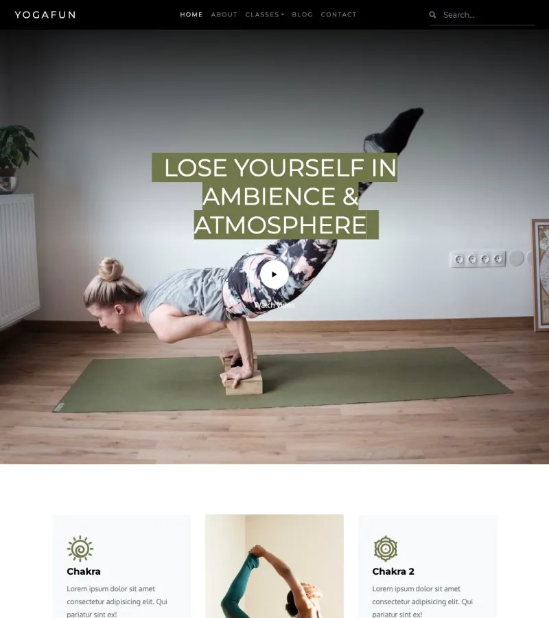 yogafun website template desktop screenshot