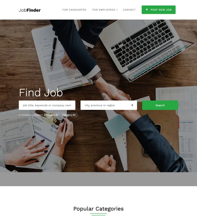 jobfinder website template desktop screenshot