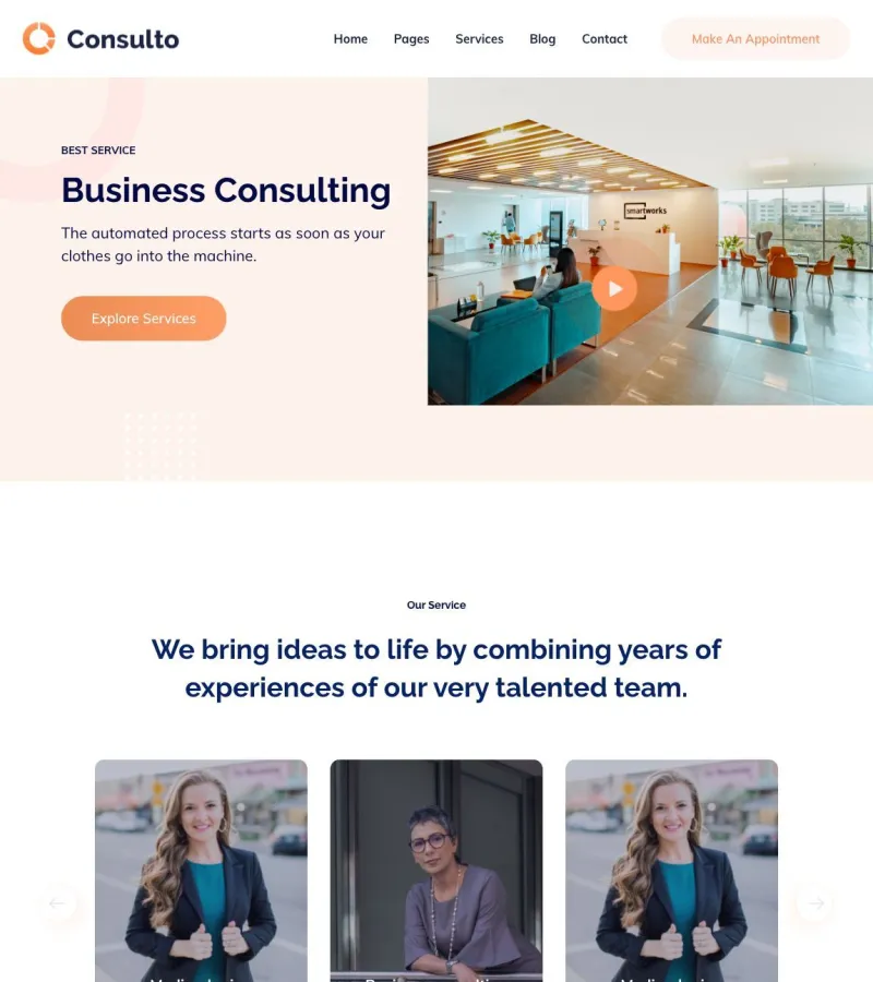 Consulto website template desktop screenshot