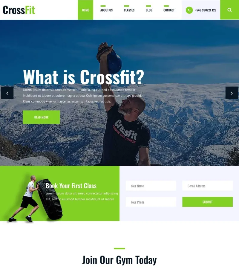 Crossfit 2 website template desktop screenshot