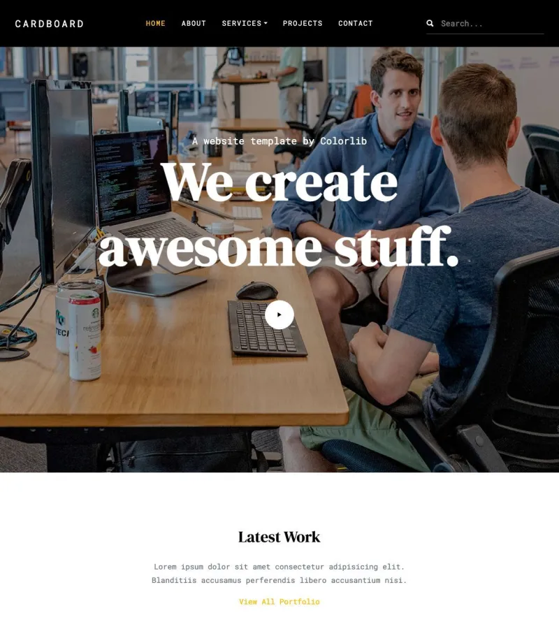 cardboard website template desktop screenshot