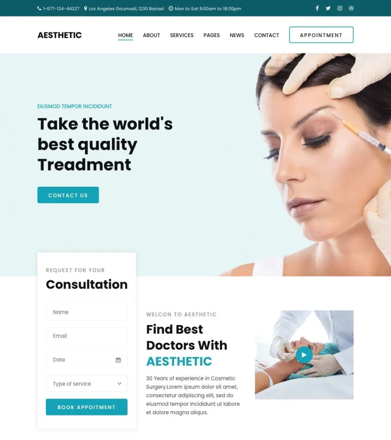 Aesthetic website template desktop screenshot