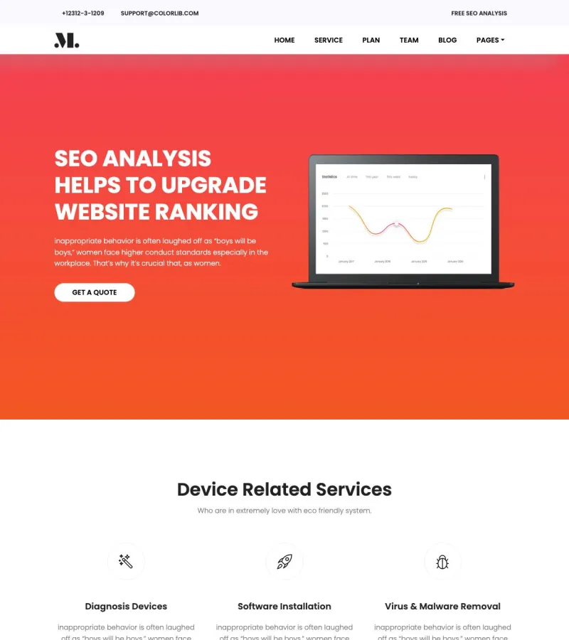 seo website template desktop screenshot