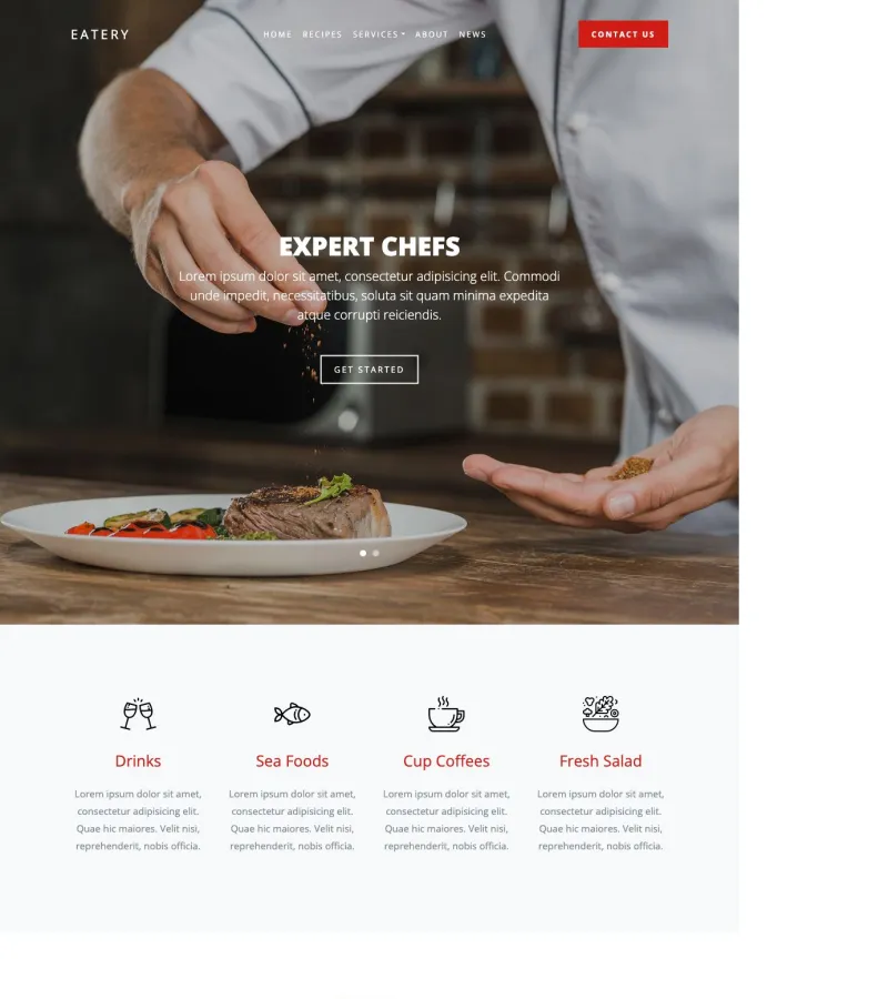eatery website template desktop screenshot