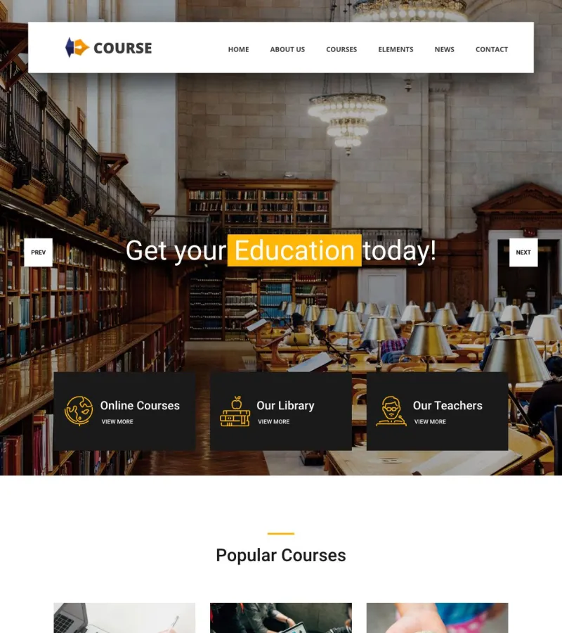 course website template desktop screenshot