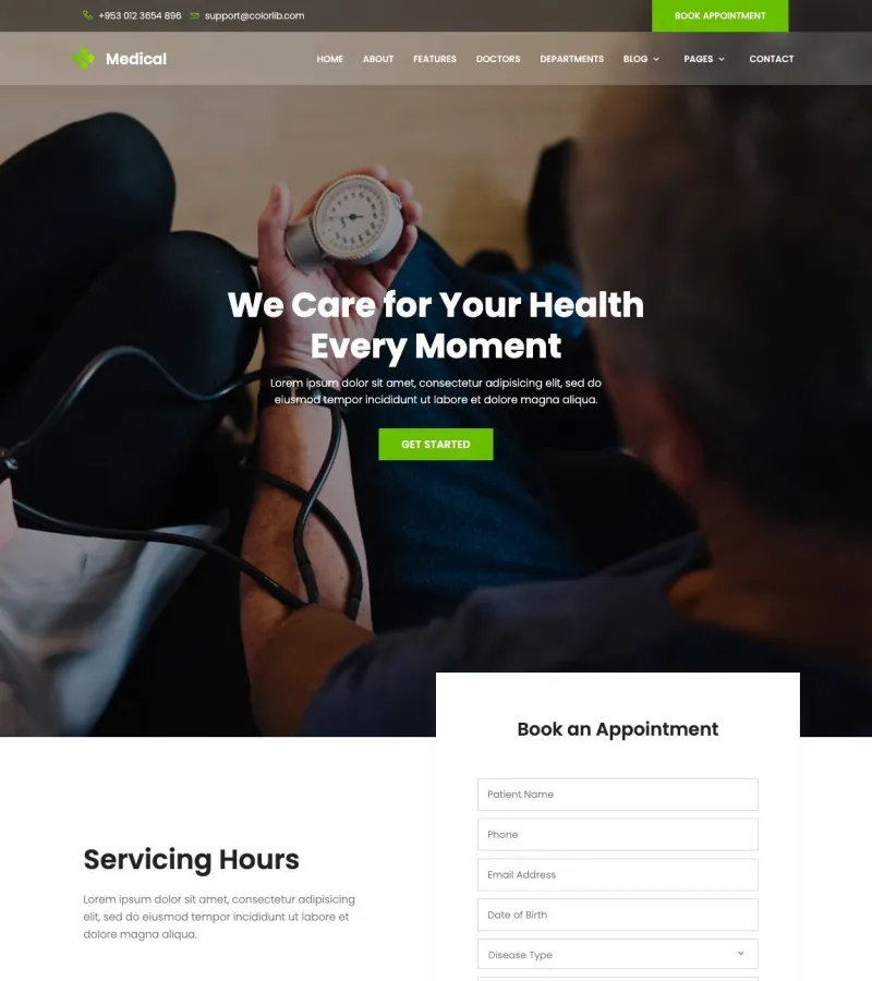 medical website template desktop screenshot