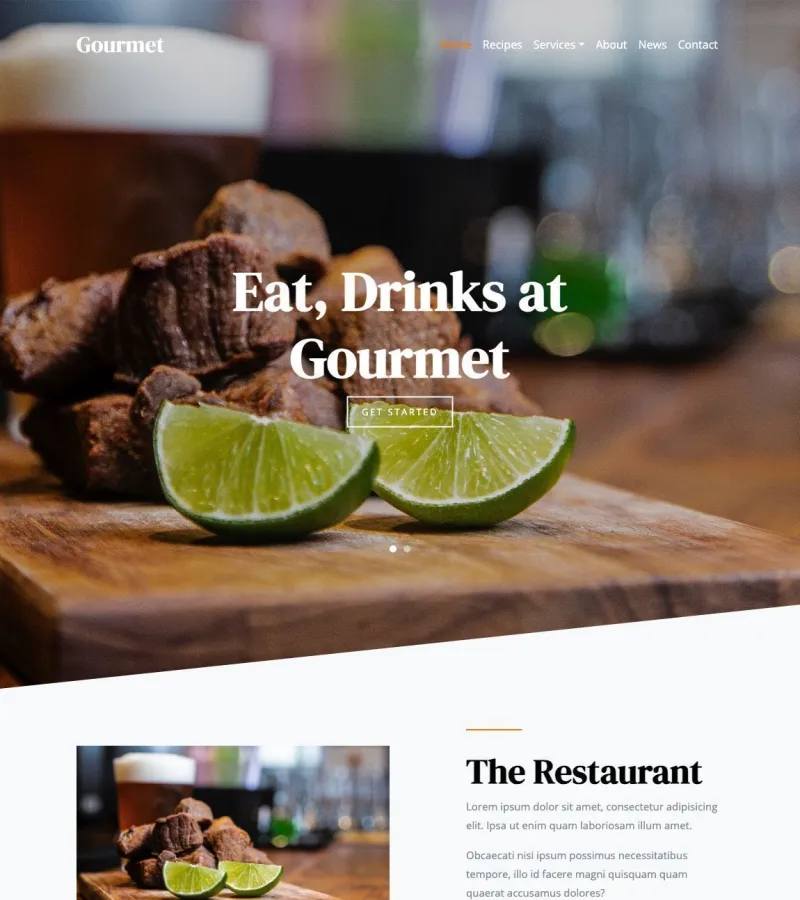 gourmet website template desktop screenshot