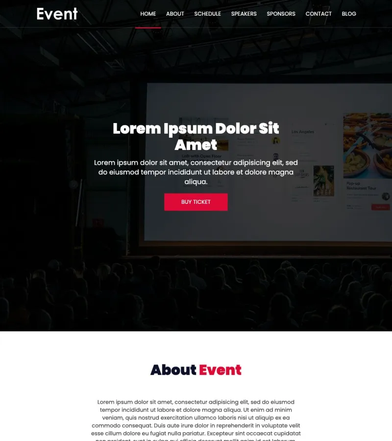 event website template desktop screenshot
