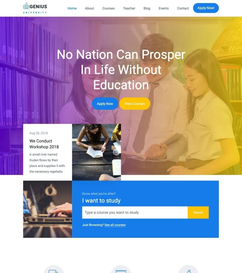 genius website template desktop screenshot