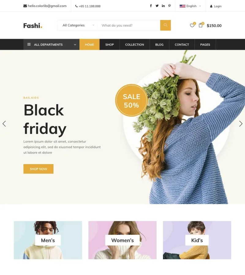 Fashi website template desktop screenshot