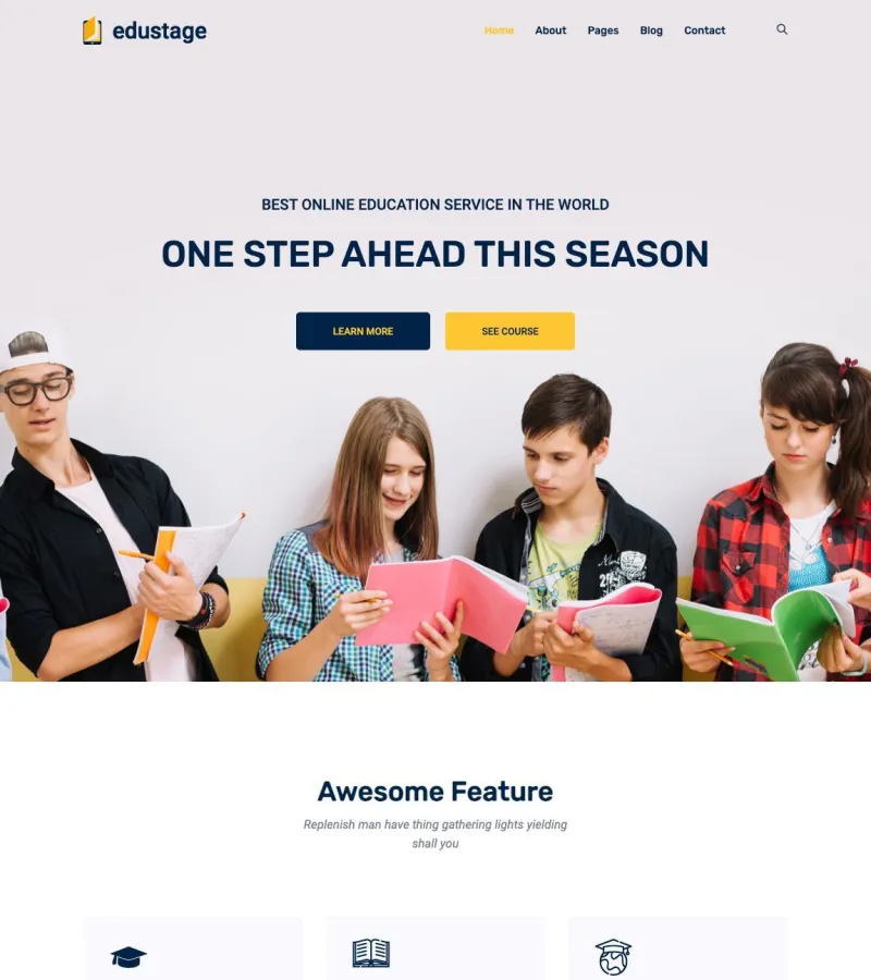 Edustage website template desktop screenshot