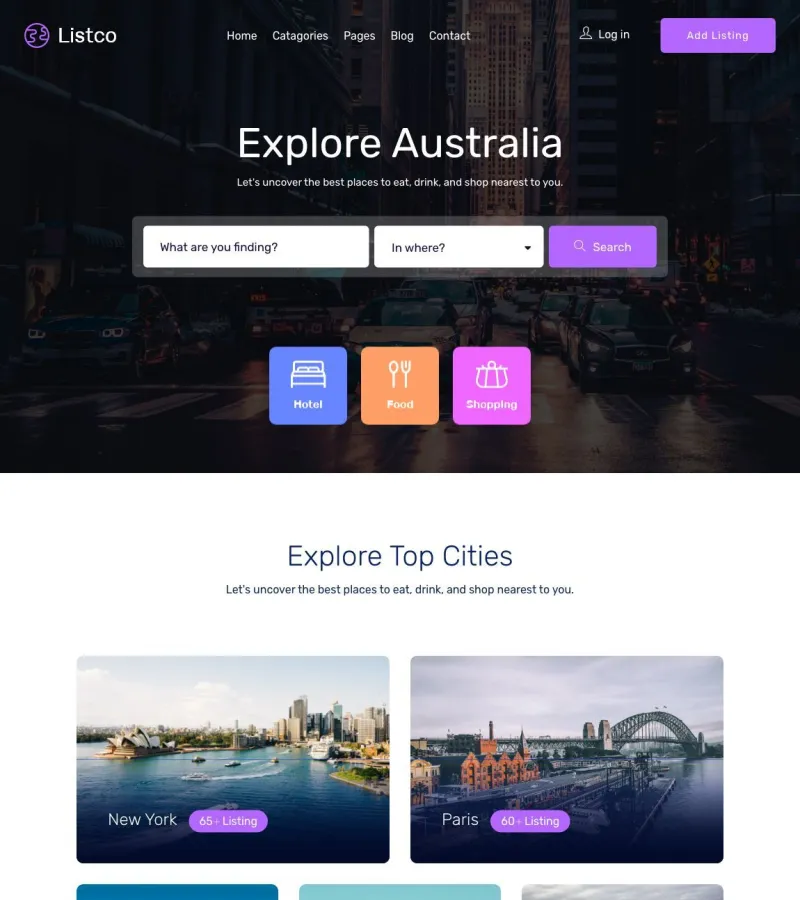 listco website template desktop screenshot