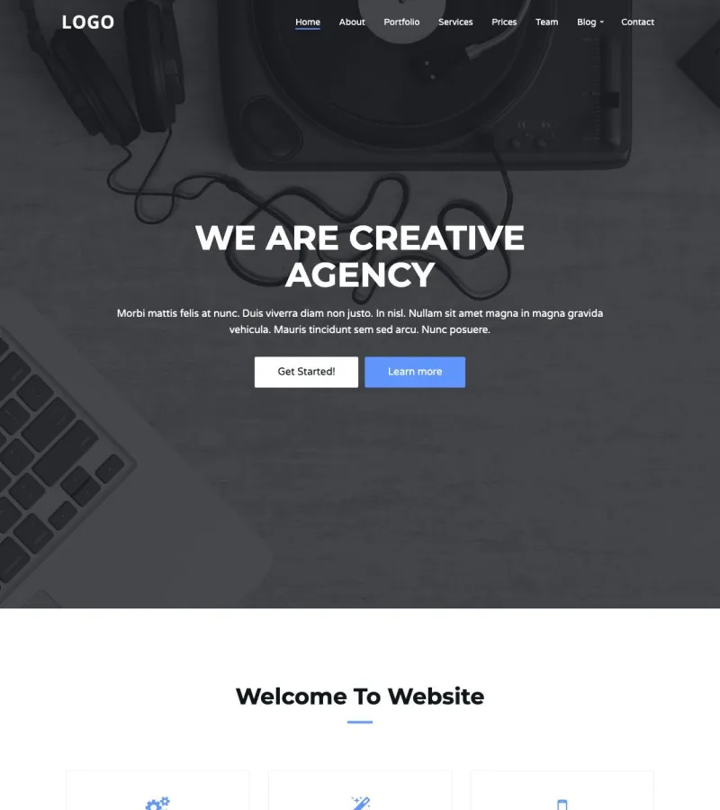 creative-agency website template desktop screenshot