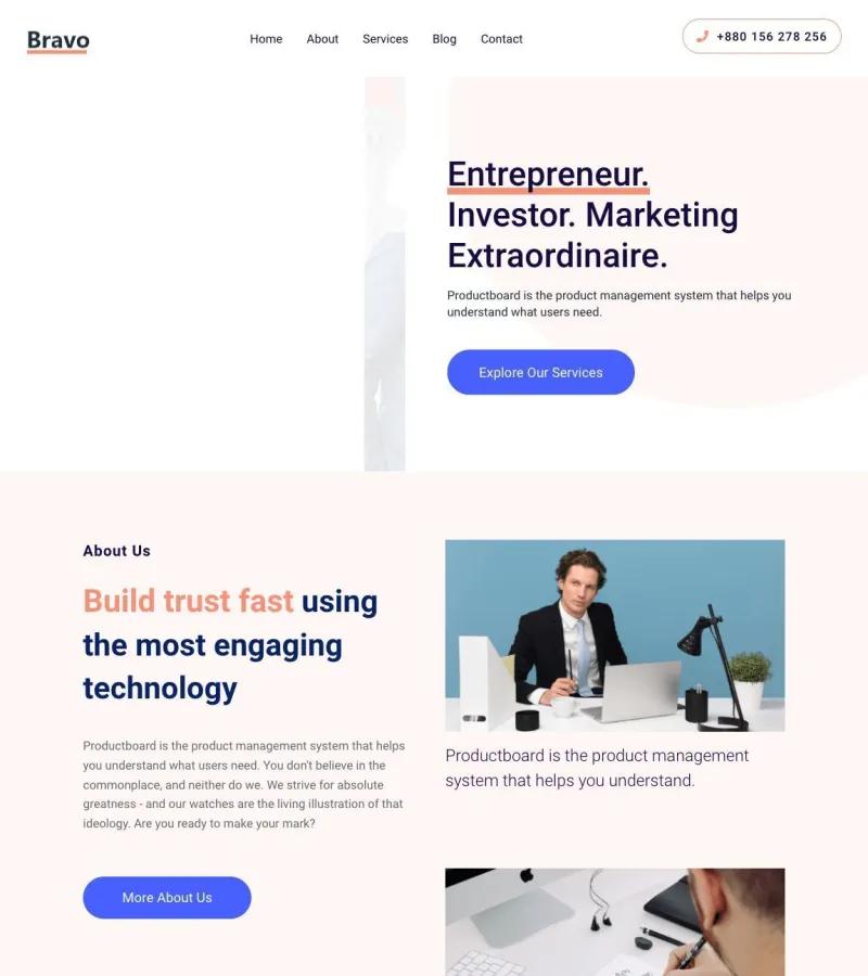 Bravo website template desktop screenshot