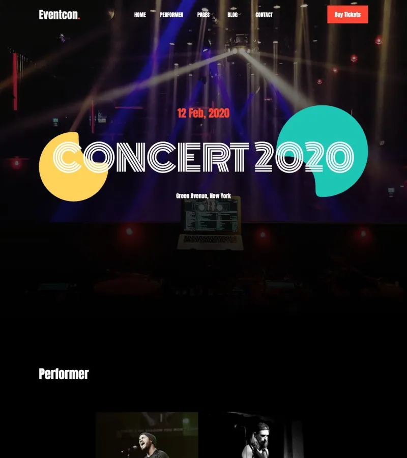 eventcon website template desktop screenshot