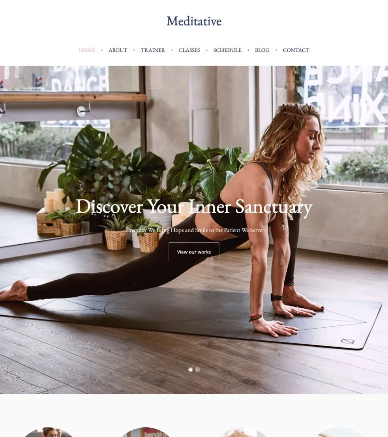 Meditative website template desktop screenshot