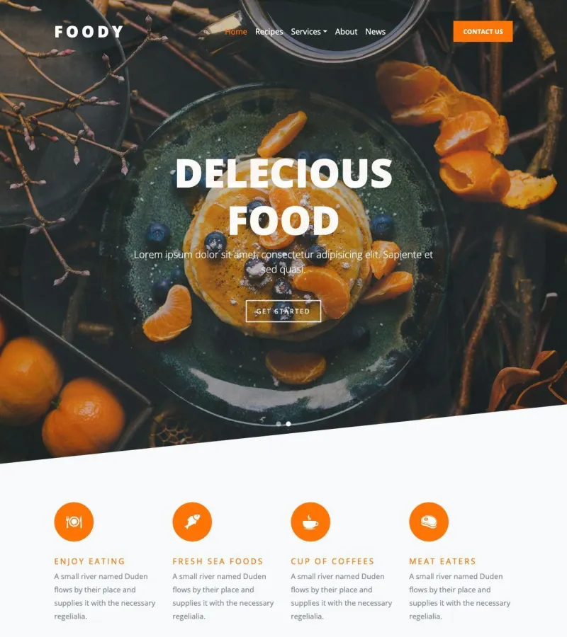 Foody website template desktop screenshot