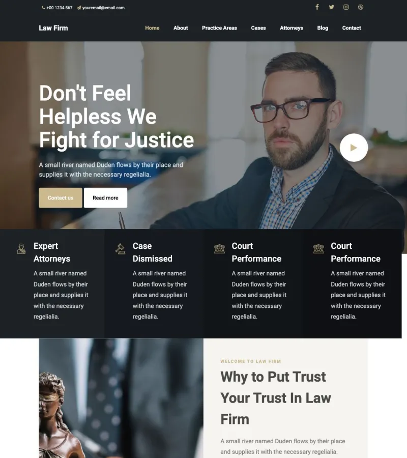 Lawfirm website template desktop screenshot