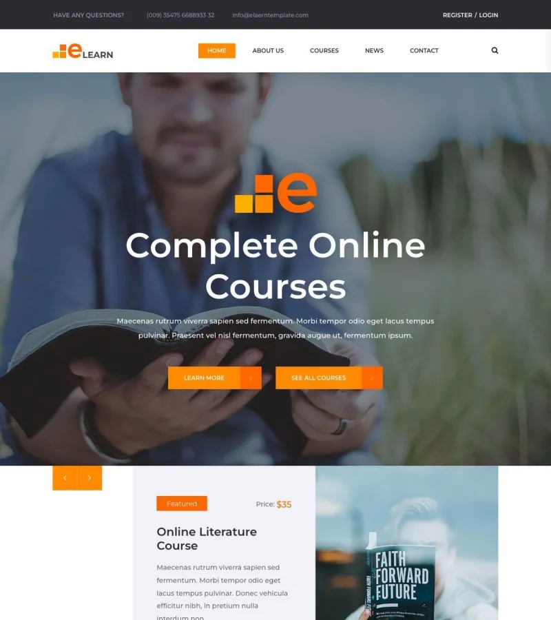 elearn website template desktop screenshot
