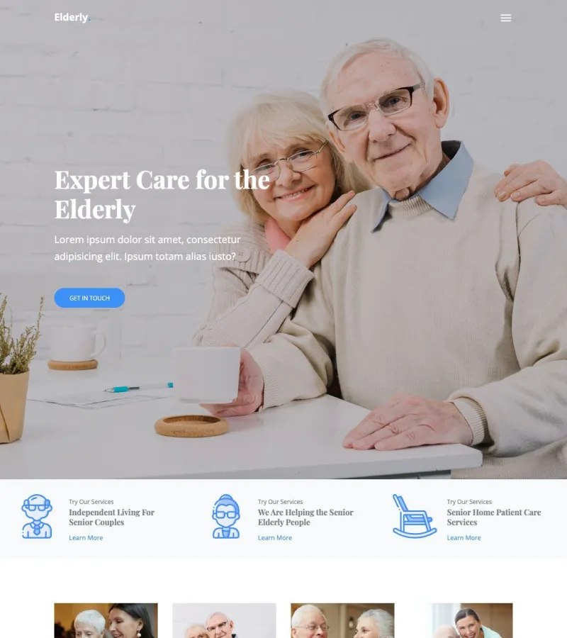 Elderly Care website template desktop screenshot