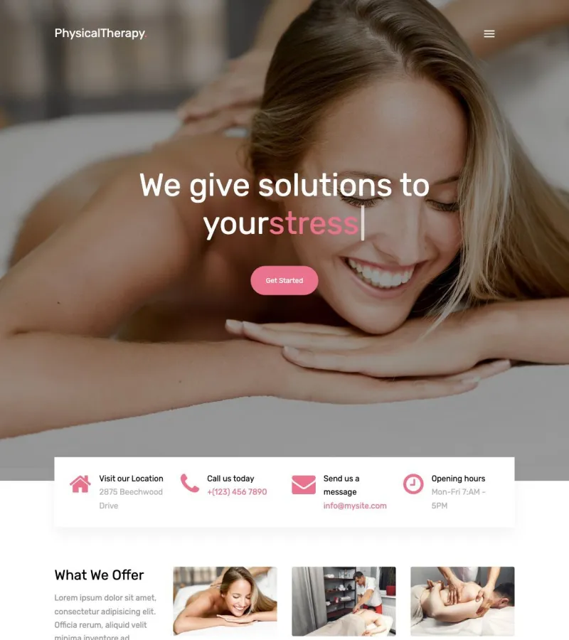 physical-therapy website template desktop screenshot