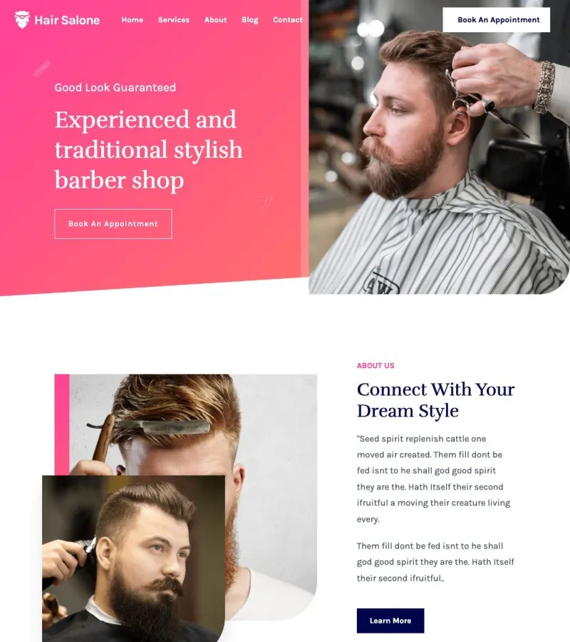 Hair Salone website template desktop screenshot