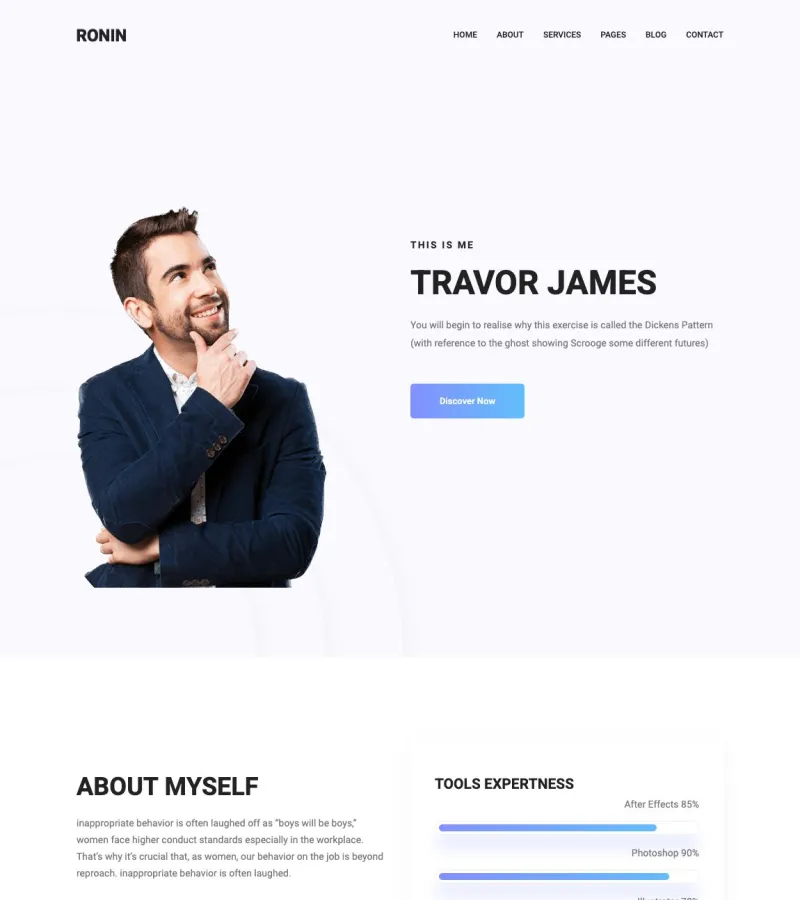 ronin website template desktop screenshot