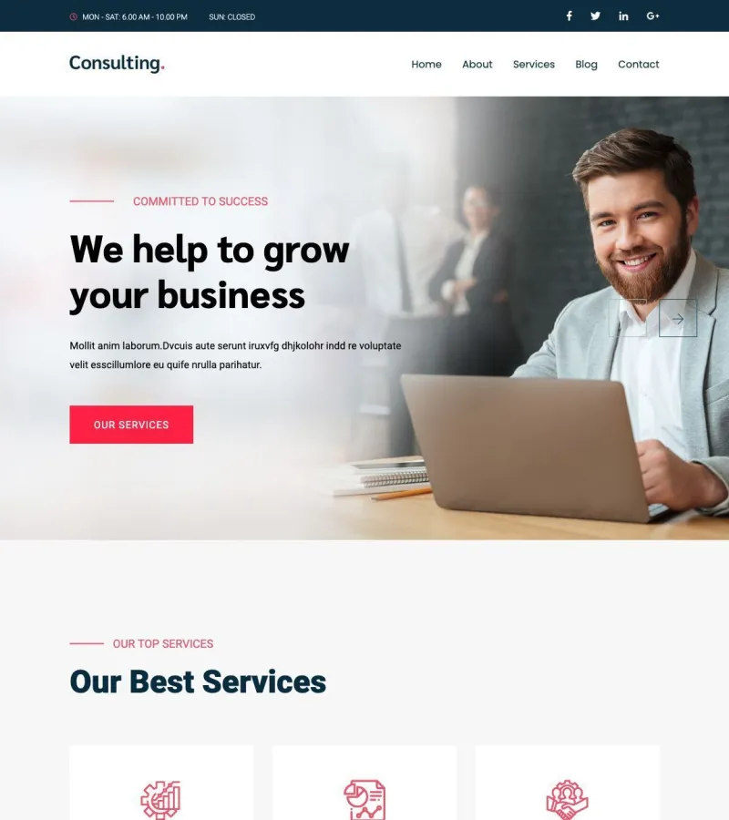 ConsultingBiz website template desktop screenshot