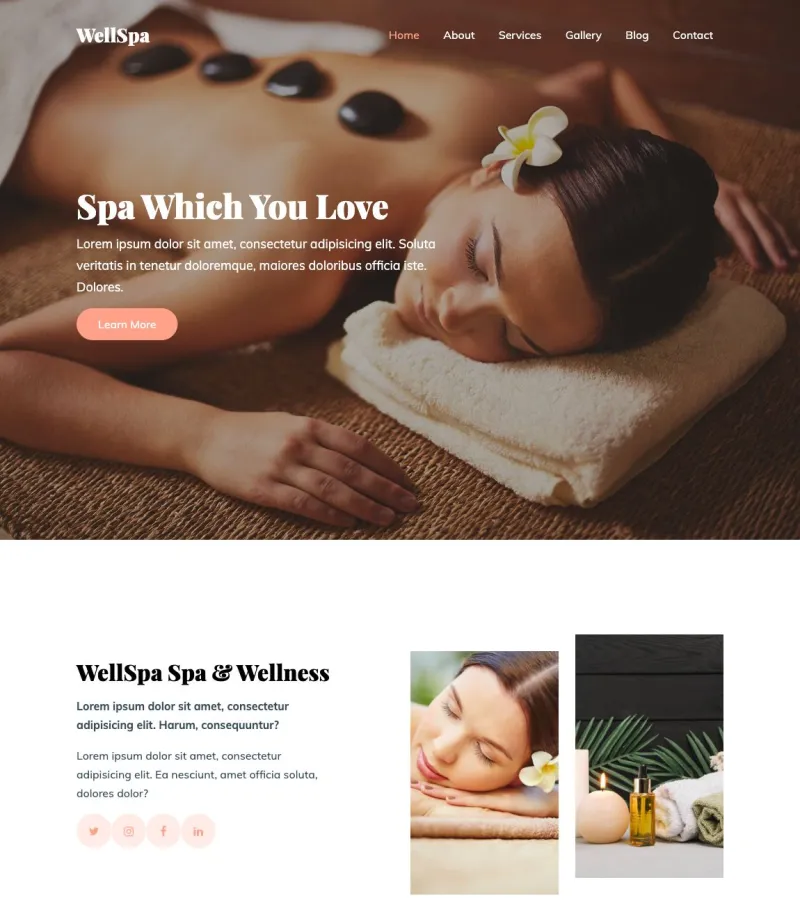 wellspa website template desktop screenshot