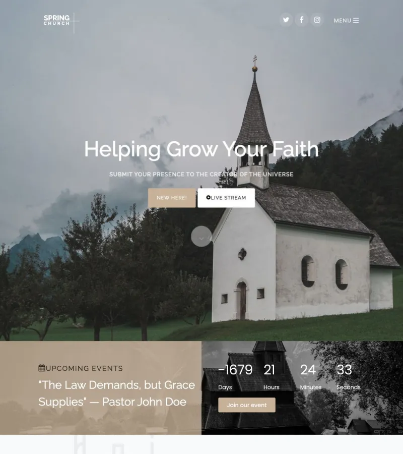 spring website template desktop screenshot