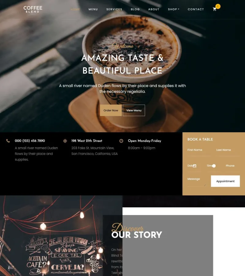 Coffee Shop website template desktop screenshot